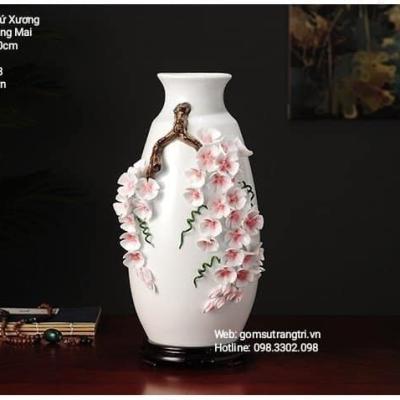 BÌNH SỨ XƯƠNG THỦ CÔNG ĐẮP NỔI BĂNG MAI